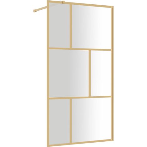 Walk-in Shower Wall with Clear ESG Glass Gold 115x195 cm vidaXL