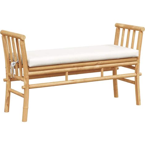 Banc de jardin Banc extérieur Banquette de jardin avec coussin Marron 110 x 38 x 65cm Bambou (1/5)