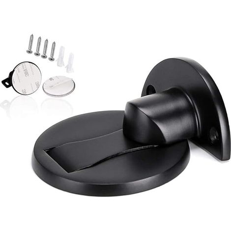 Arrêt de porte magnétique, arrêt de porte au sol, fermeture douce magnétique invisible, arrêt de porte en acier inoxydable, arrêt de porte en métal brossé noir (1/4)