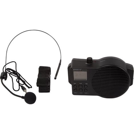 HQ-Power Amplificador de Voz portátil, con Auriculares y Correa de Transporte, con Radio USB-SD y FM, 5 W, Negro (1/4)