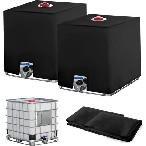 2Pcs Bâche de protection pour réservoir d\'eau IBC 1000 L - Film anti-UV étanche - Avec fermeture éclair -420D. (1/5)