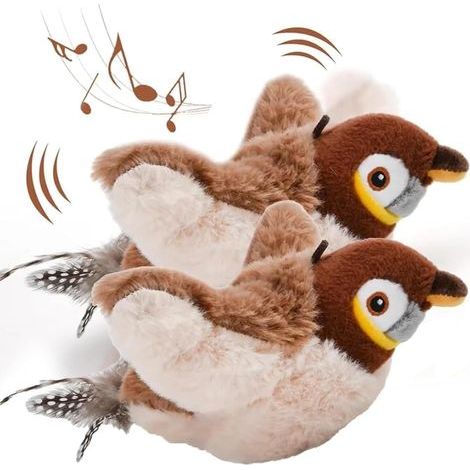 2-Piece Bird Set, Interactive Toy, Realistic Feather, Soft Plush, Adult Kitten (1/5)