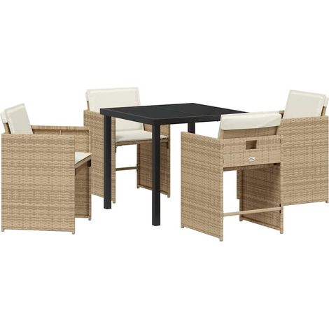 Ensemble de salle à manger pour jardin 5 pcs,Salon de jardin Beige polyrotin CFW38637 (1/5)