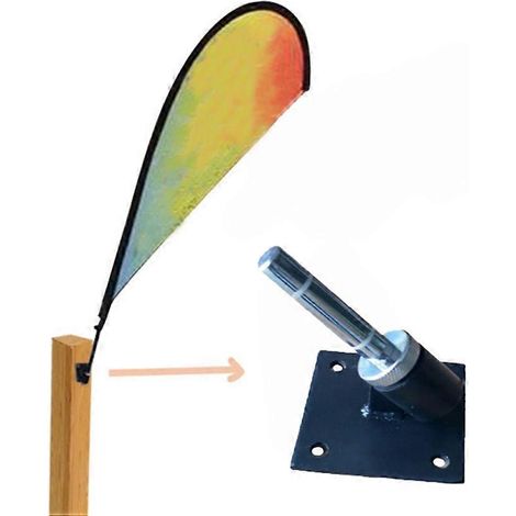 Support de mât de drapeau en alliage d'aluminium (1 pièce), base de support pour mât de drapeau, fixation murale pour drapeau (1/4)