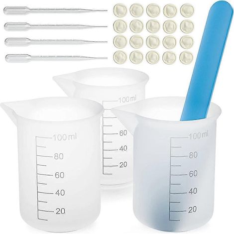 Silikon-Messset mit Silikon-Rührstab für Eiscreme, Pipetten, Fingerschutz zum Mischen von Epoxidharz und Formen. (1/5)