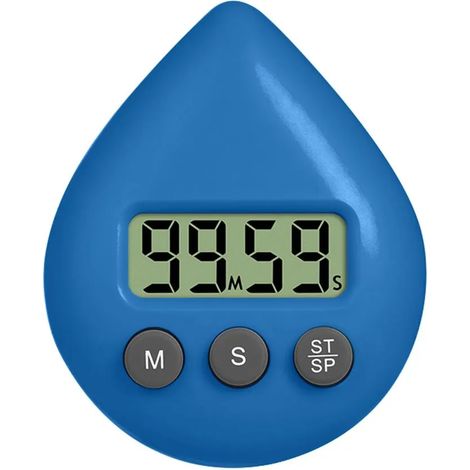 Minuteur de cuisine, minuteur de douche numérique étanche, 5 couleurs, en forme de goutte d'eau, à économie d'énergie, avec ventouse pour la cuisine, la douche, la salle de bain, la salle de sport ou (1/5)