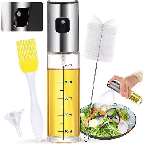 Vaporisateur d'huile et de vinaigre pour la cuisson, vaporisateur d'huile de 100 ml, flacon pulvérisateur rechargeable pour salade, barbecue, cuisson (1/5)