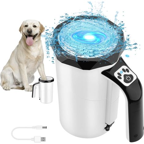 Nettoyeur de pattes automatique rechargeable pour chiens, noir - Gobelet lave-pattes portable pour animaux de compagnie avec brosse en silicone souple, haute puissance 7,4 V, convient au toilettage de (1/5)