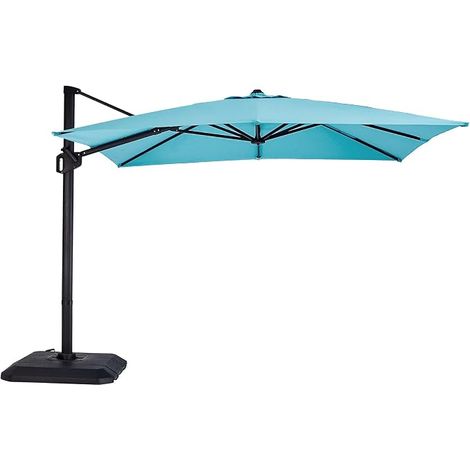 Parasol déporté aluminium rotation 360° à manivelle bleu canard (1/5)