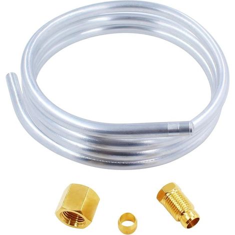 Kit de tubes en aluminium de 6,35 mm avec raccords à compression en olive M10 x 1 femelle et mâle longueur 99,5 cm pour chauffe-eau à gaz, chauffage de four et brûleur pilote de soupape (1/4)