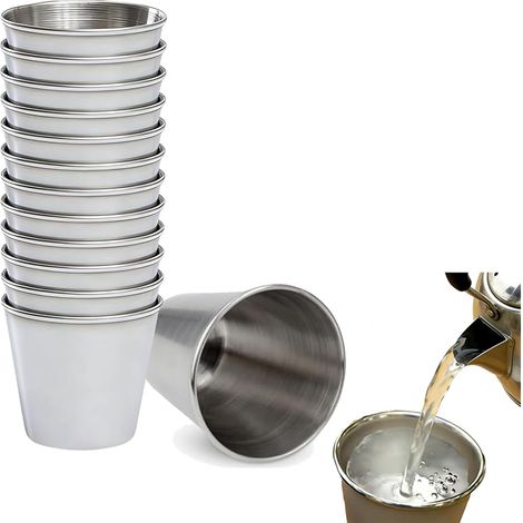 12 PCS Gobelet Inox Petit, Verre à Liqueur Inox, Mini Gobelet Inox, pour le Camping, les Pique-Niques, les Barbecues (50 ml) (1/5)