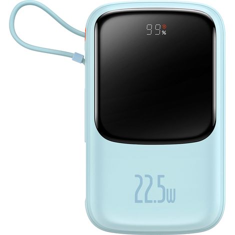 Baseus Qpow Powerbank 10000mAh eingebautes USB Type-C Kabel 22.5W Quick Charge SCP AFC FCP blau (PPQD020103) (1/5)