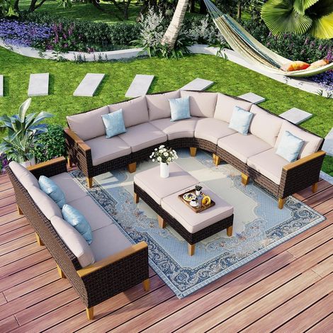 Lounge Set Polyrattan Sitzgruppe Wetterfest Wasserdicht Cr006-19-11i1 (1/5)