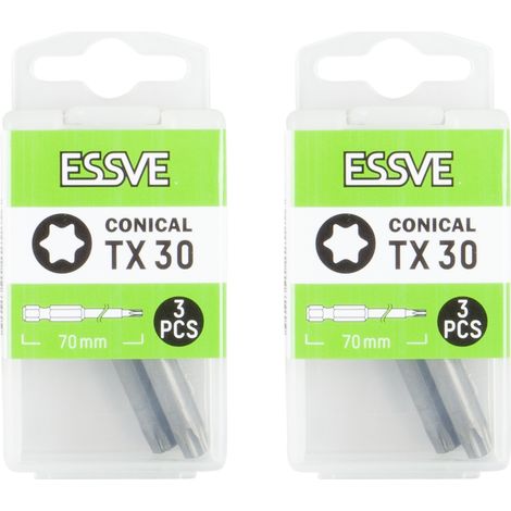 ESSVE TX30 Punte coniche Torx per cacciavite 70 mm 3 pezzi x2 (1/3)