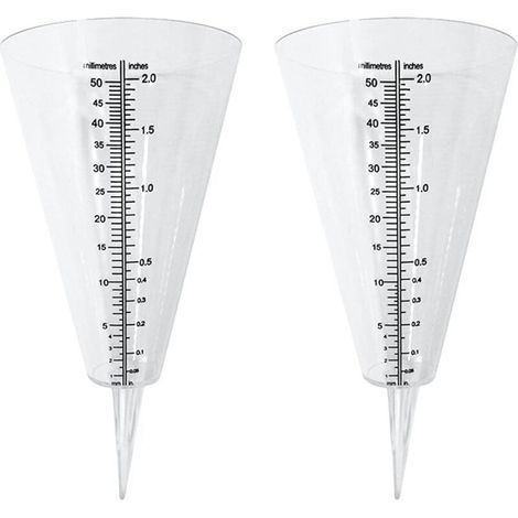 Pluviomètre, pluviometre Exterieur, 2 pluviomètres à cône Transparent avec Double échelle pour la Surveillance des précipitations dans Les Jardins, à lextérieur et sur Les balcons (1/4)