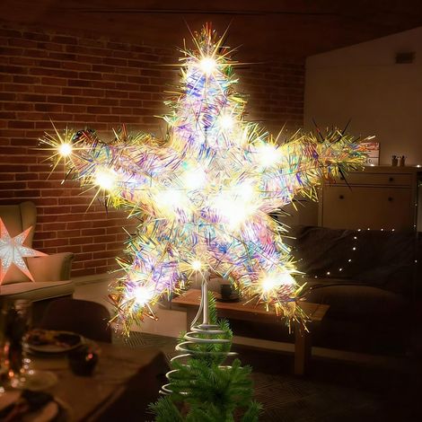 Etoile Sapin de Noel, Étoile de Sapin de Noël, Pointes de Sapin LED Lumineux, Étoile de Sapin de Noël Scintillante, Cimier de Sapin de Noel, Decoration Arbre Topper, Christmas Tree Topper (1/5)