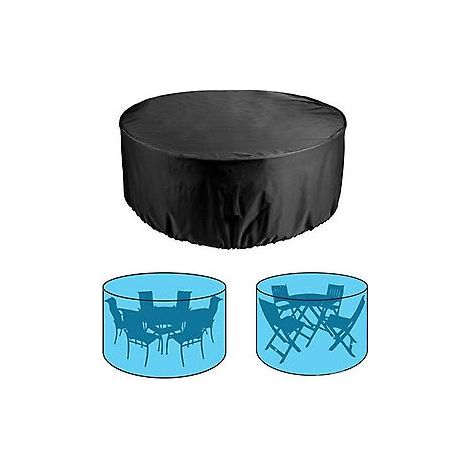 Runde Gartenmöbelabdeckungen, wasserdicht – 180 x 90 cm – Strapazierfähige 210D-Rundtischabdeckung für den Außenbereich – Schwarz – Gartenabdeckungen