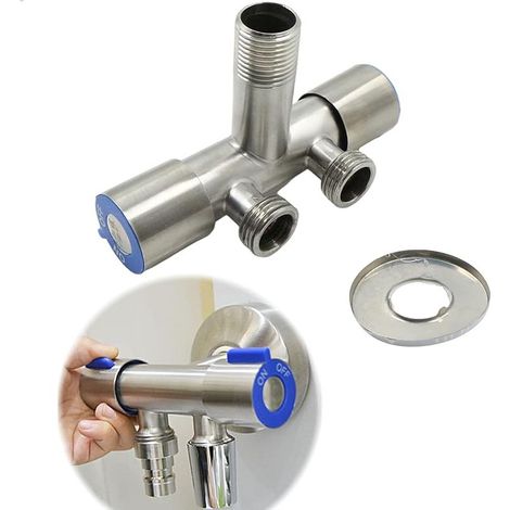 Angle Valve 1/2' - Dual Control Control - Three Way Valve For Bathroom, Toilet, Washbasin, Taps G1/2 (1/5)