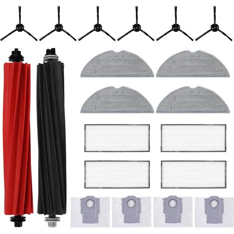 Lot de 20 accessoires pour aspirateur Roborock S8 Pro Ultra - Pièces de rechange - Contient 2 brosses principales, 4 filtres HEPA, 4 chiffons de nettoyage, 4 sacs à poussière, 6 brosses latérales (1/5)