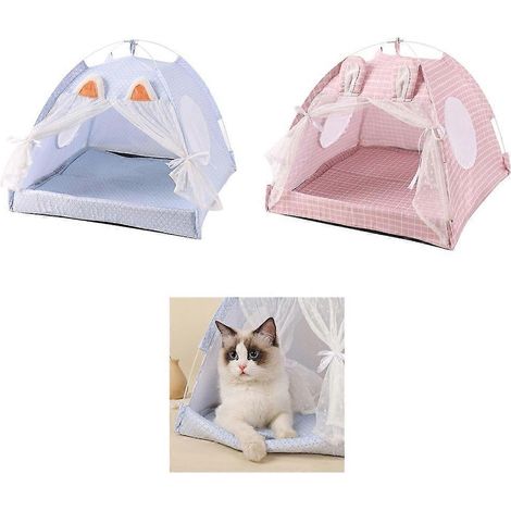 Tente-lit/niche d'intérieur pour chats, chiots et petits animaux - Taille M (48 x 48 x 43 cm) - Rose (1/4)