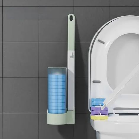 Brosse de toilette jetable à fixer au mur, outil de nettoyage de rechange pour salle de bain.-AquaForge (1/5)