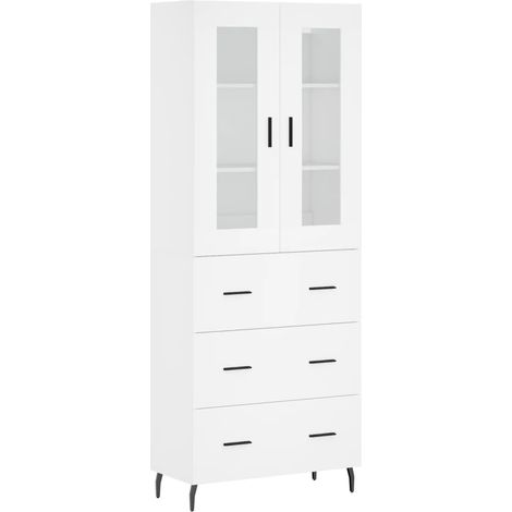 Aparador cómoda mueble de almacenaje organizador cocina salón salón alto 695 x 34 x 180 cm madera de ingeniería blanco 020032571 (1/5)