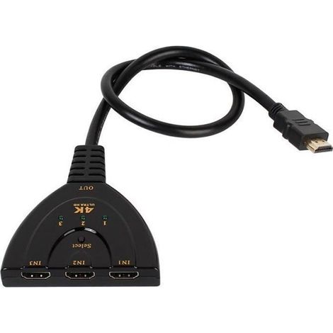 HDMI Répartiteur - STRAßE TECH - 3 Entrées 1 Sortie - 4K 2K - Noir (1/4)