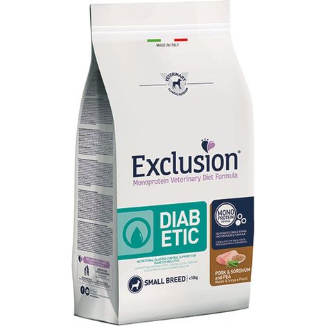 Exclusion Cane Diabetic Small Breed 2kg Maiale Sorgo e Piselli (1/2)