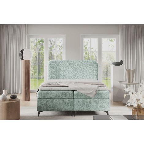 Boxspringbett Schlafzimmerbett TRIANA 160x220cm Stoff Trenza Mintgrün