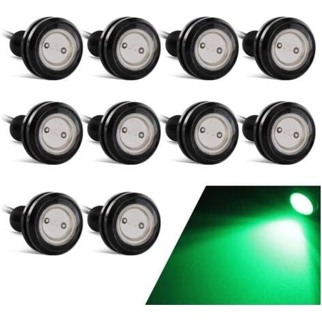 (Vert)10pcs Super Bright 23mm Eagle Eye Light LED Feux Diurnes DRL Haute Puissance 9W Feu Antibrouillard Feu de Recul Feux de Marqueur pour Voiture Moto Remorque 12V (1/5)