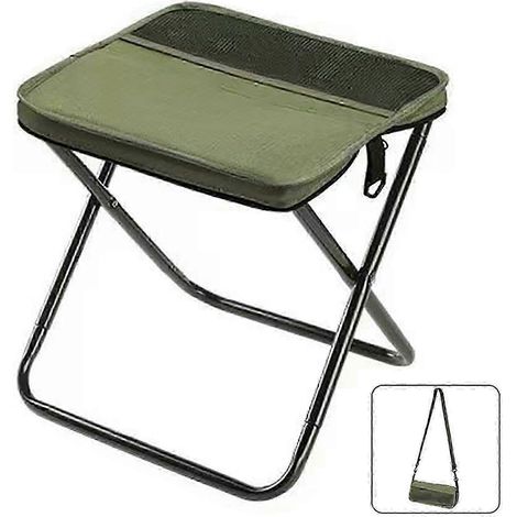 Tabouret pliable avec sac à dos, chaise de camping portable, acier au carbone, tissu Oxford 600D, charge maximale de 120 kg, idéal pour la randonnée, la pêche et les pique-niques. (1/5)