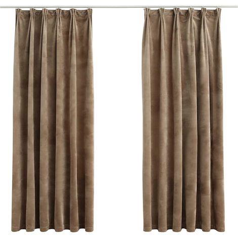 Maison Exclusive - Tende Oscuranti con Ganci 2 pz Beige in Velluto 140x175 cm