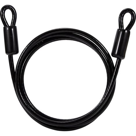 1 Câble antivol, Acier galvanisé 7x7 brins, Revêtement PVC noir, Double œillet, Pour vélo et bagages (1/5)