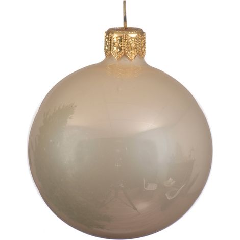 Palline per albero di Natale in vetro decorate color Perla Smalto -4 sfere da 10 cm (1/2)
