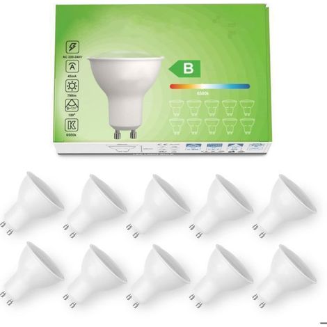 LED - Ampoule LED - GU10 - 5W Equivalent 80W - 790LM - 6500K - Blanc Neutre - Angle de Lumière 120° - Classe énergétique B - 10 PCS (1/5)