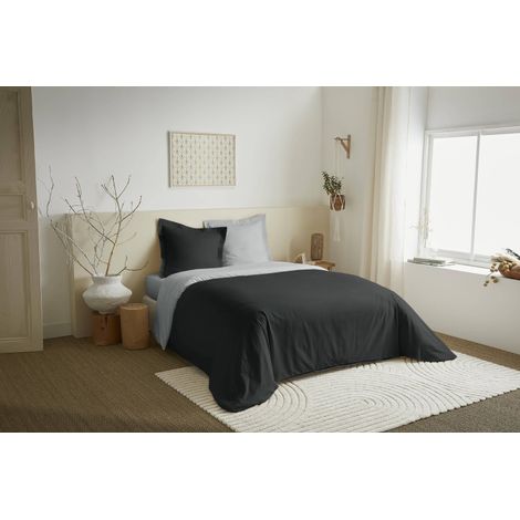 Parure de couette 3 Pièces réversible "Duo Premium" 240 x 220 cm Truffe/Nuage -  - (1/2)