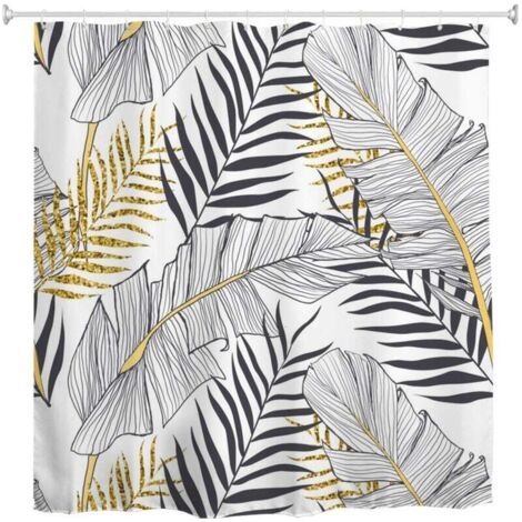 Rideau de Douche 180x180cm, motif feuilles Rideau Douche Imperméable simple Rideau de Douche Salle de Bain