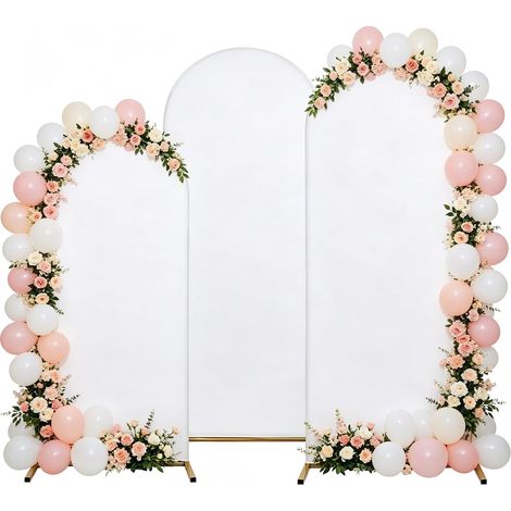 Lot de 3 Housses d’Arche de Mariage 1,8m / 2m / 2,2m, Tissu Fond Photo Respirant Réutilisable, Décoration pour Mariage, Anniversaire, Baptême et Événements (1/5)