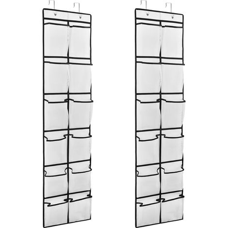 Organisateur De Chaussures - 12 Grandes Poches - Suspension Sur Porte - Polyesther - Pour Chambre Salle De Bain Couloir - 2 Pièces (1/5)