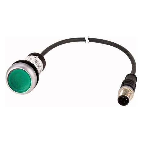 Bouton-poussoir lumineux à rappel vert 24 V 1 contact à fermeture NO avec câble 1m et connecteu EATON C22-DL-G-K10-24-P5