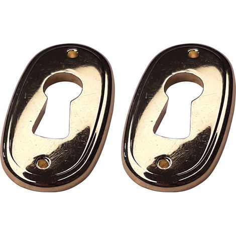 2x Entrée de clé modèle ovale 21 x 38mm en zamac doré Clef Meuble DIY Serrure Verrou Restauration Rénovation Or