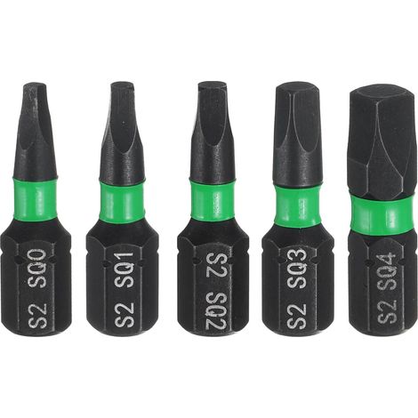 Embout de Tournevis Carré 1/4" Tige Hexagonale 5pcs SQ0 SQ1 SQ2 SQ3 SQ4 (1/5)