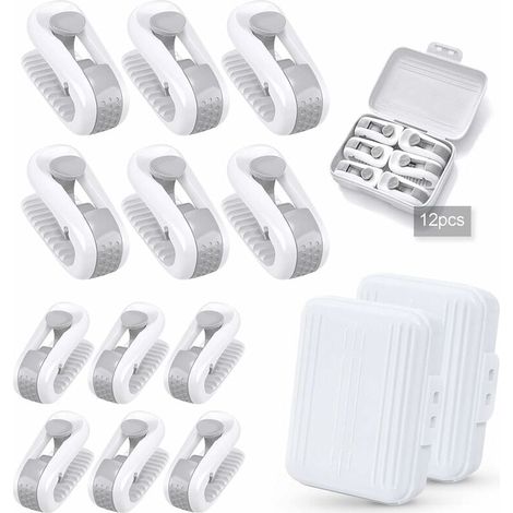 12 pinzas para fundas de edredón, pinzas antideslizantes sin aguja para sábanas (blanco + blanco) (1/5)