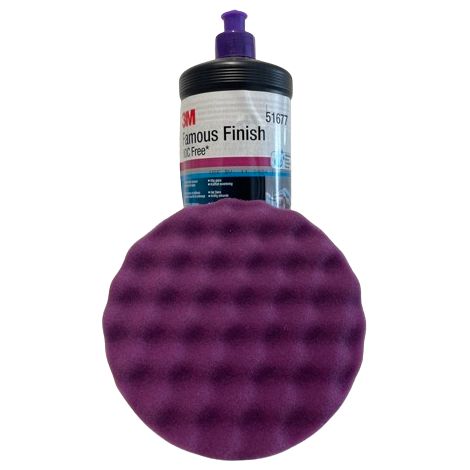 3M 51677 PASTA ABRASIVA FAMOUS FINISH LT 1 + 3M 33042 TAMPONE IN SPUGNA VIOLA PER POLISH PEZZI 1
