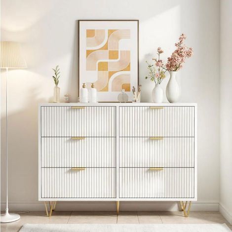 Modernes Buffet - 100x34x73 cm - 6 Schubladen - Metallfüße - Elegantes Design