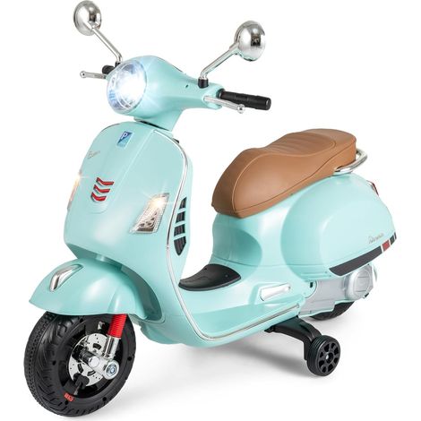 COSTWAY Moto électrique pour enfants, moto Vespa 12 V avec phares LED et klaxon, moto électrique pour enfants 2-3 km/h avec roues stabilisatrices, véhicule électrique pour garçons et filles de 3 à 6 a (1/3)