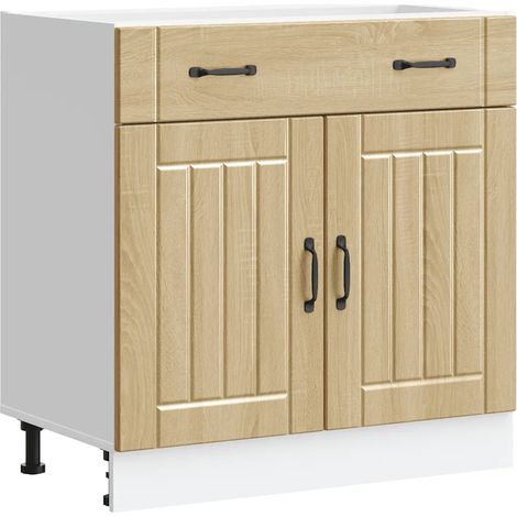 Armoire de cuisine Lucca bois ingénierie 80 x 46 x 81,5 cm grand espace de rangement moderne en bois chêne sonoma (1/5)
