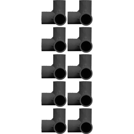10 Pièces Jonctions PVC en T 25mm Noir - Raccords Coude pour Tuyauterie Plastique (1/5)