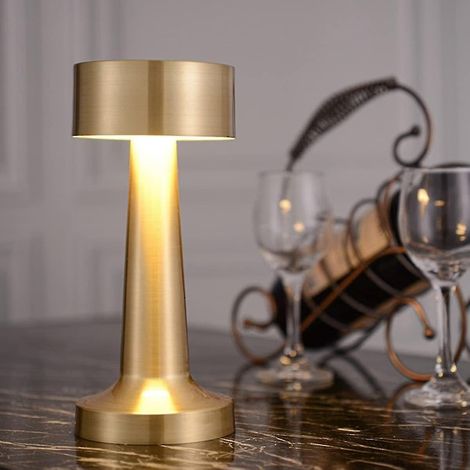 Lampe de table tactile rechargeable en métal, lampe de bar, restaurant, café, chambre, lampe de chevet (1/4)