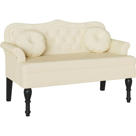 Banco Chesterfield Crema 120.5 x 65 x 75 cm Cuero sintético vidaXL